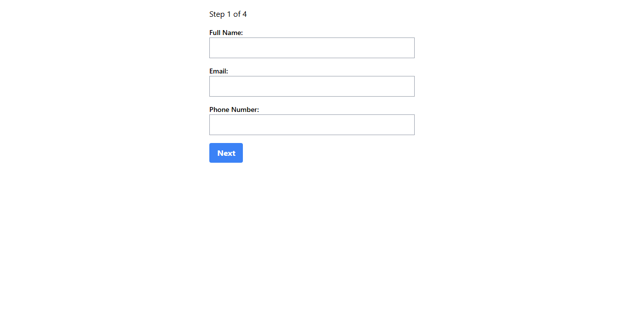 Desktop Screenshot of FPC007_Multi_Step_Wizard_Form_with_Validation_and_Summary