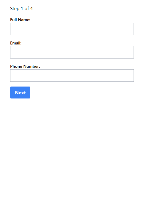 Mobile Screenshot of FPC007_Multi_Step_Wizard_Form_with_Validation_and_Summary